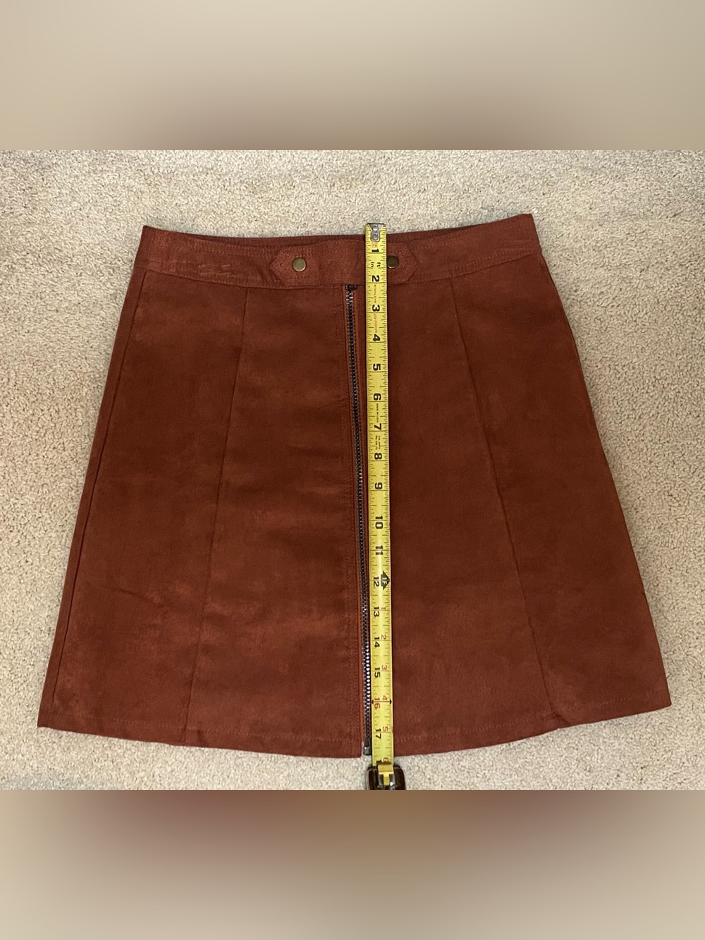 NWOT Bishop + Young Rust Colored Vegan Faux Suede High-Waisted Mini Skirt Size S - Picture 5 of 9